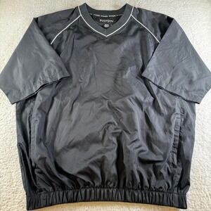 FootJoy‎ Golf Windshirt Mens Large Black Excellent Short Sleeve V-Neck Pullover